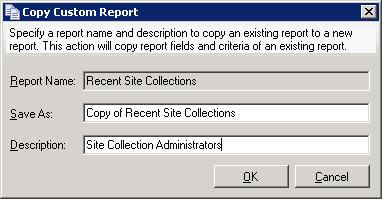 Click OK to create a new custom report with the source report settings.