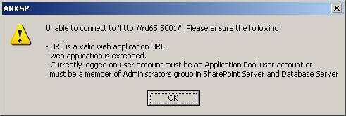 CHAPTER-7 References ARKSP shows the above alert, if the currently logged on user does not have sufficient permissions to retrieve the web applications information in SharePoint.