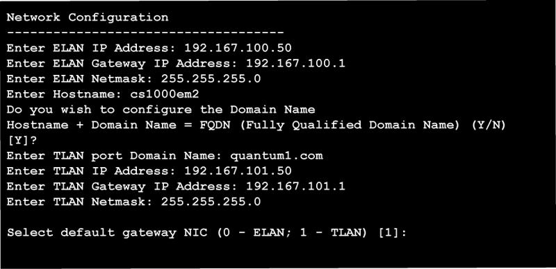gateway, Default gateway, and TLAN netmask, as shown in Figure 19 "Network configuration window" (page 40).