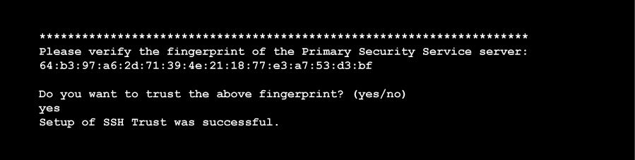 Install the CS 1000 applications 99 window" (page 99). Type Yes to verify the Primary Security Service fingerprint.