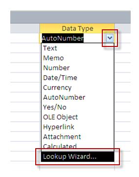 NOTE: If you are prompted at any point to save your table, choose Yes. THE LOOKUP WIZARD The Lookup Wizard creates what s called a lookup column.