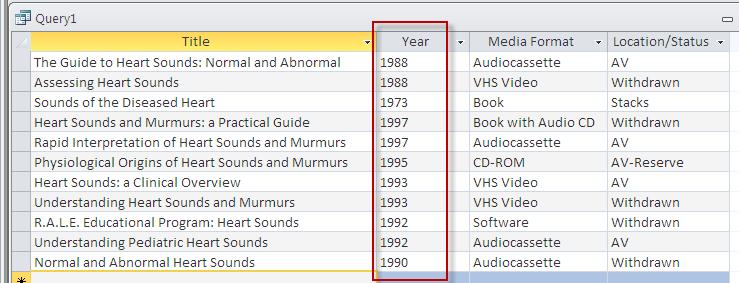 In the Criteria row, < 2000 was added beneath the year field. Run the query To run the query, press Run.