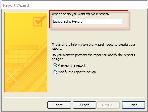 Assign a title Enter a title for your report, or stick with the
