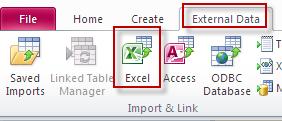 IMPORT AN EXCEL FILE INTO ACCESS Click on the External Data tab and select Excel from the Import