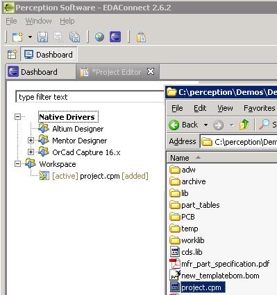 Projects can be created manually with a drag-and-drop of the project file from Windows Explorer to the Project Editor node.