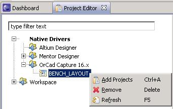 Remove All Projects : Deletes all project entries for this driver.