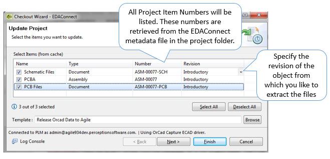 Update current project Update Project EDAConnect reads the project details from the metadata file in the project