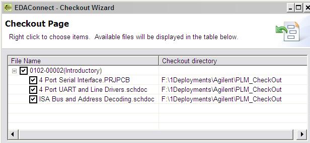 Set checkout directory You must highlight a row with a PLM Attachment filename for this option to be enabled.