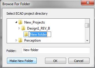 Use the Make New Folder button to create a new folder. The project Location folder must exist before you advance the wizard.