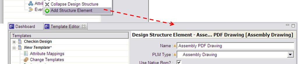In the Template Editor, right-click the parent PLM object to which you
