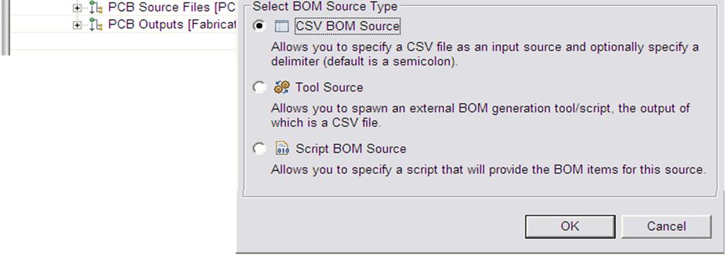 The source used for BOM extraction as well as any Attribute Mapping overrides are specified in the BOM Sources form of the selected template.