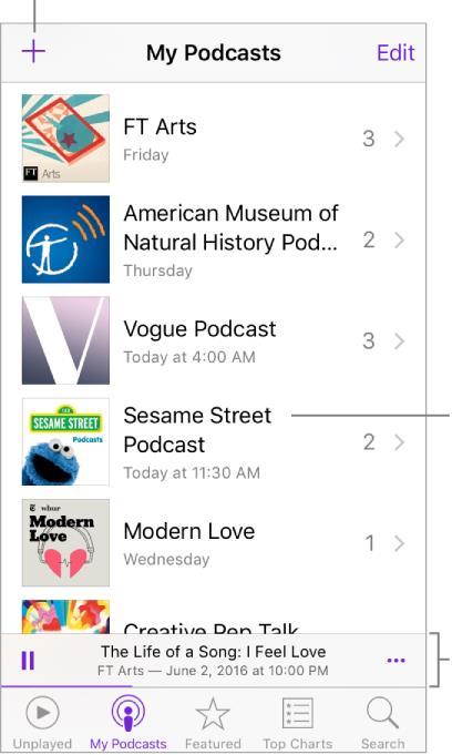 Podcasts Tinklalaidžių ir jų serijų pasirinkimas Atidarykite programą Podcasts ir prietaise ipod touch naršykite, prenumeruokite ir paleiskite savo mėgstamas vaizdo ar garso tinklalaides.