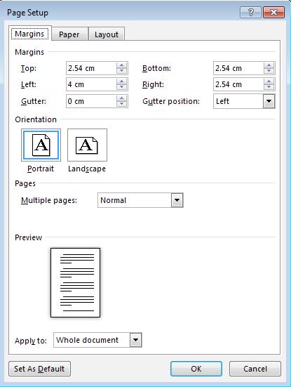 LIBRARY AND LEARNING SERVICES FORMATTING YOUR DOCUMENT Most EIT essay Page Layout require a left margin of 4cm, to do this