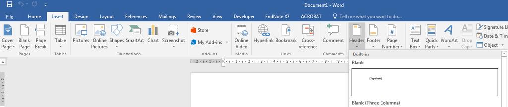 Microsoft Word 2016 Inserting Headers and Footers Inserting Headers and Footers 1.