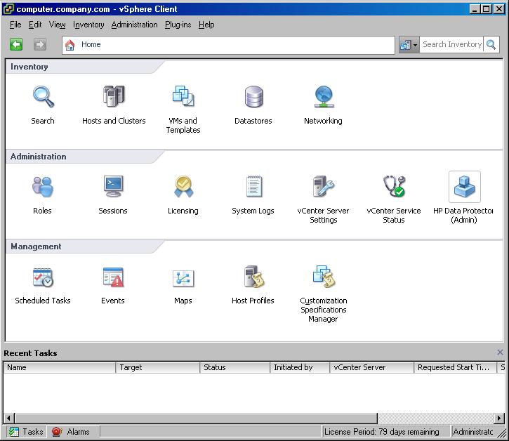 Administrator's tasks Opening the HP Data Protector Granular Recovery Extension for VMware vsphere GUI Procedure To open the HP Data Protector Granular Recovery Extension for VMware vsphere GUI: 1.