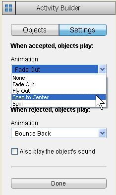 And drag the rejected objects into the Reject these objects box.