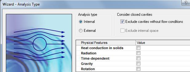 Select Flow Simulation>>Project>>Wizard to create a new Flow Simulation project. Enter Project name: Flat Plate Boundary Layer Study. Click on the Next > button.