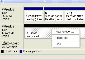 Locate the Disk that says it is Unallocated (check hard drive capacity to confirm it s the
