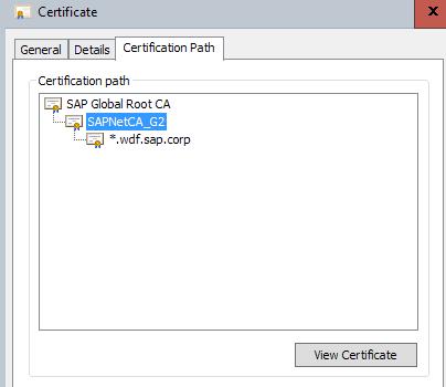 Next you see a window with certificate information. Select the Tab with Certificate Path. Select the certificate you consider appropriate.