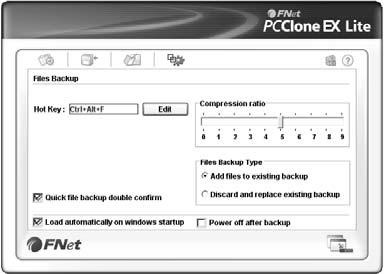 If this is not the case, please click on the Start button, followed by All Programs to locate the utility. 1. Launch the PCClone EX Lite utility. 2. Click on the Files Backup button. 3.