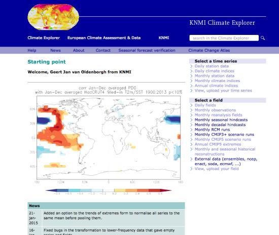 Climate data services at KNMI