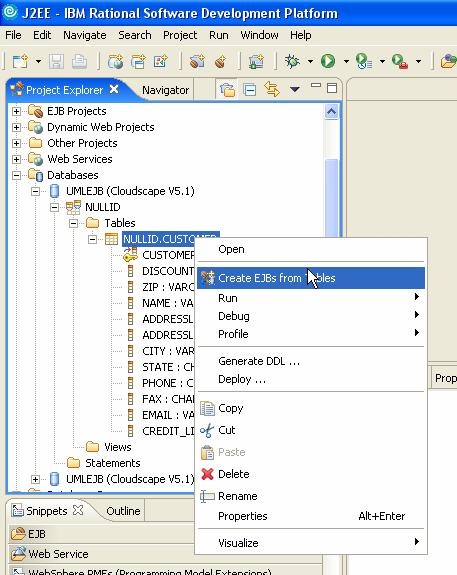 Example Implementation - The Customer Book page 100 After the enterprise application project is defined following modules can be found in the Navigator view: Customer Book CustomerBookEJB