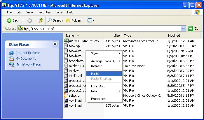 the source folder on the PC, right click on the source file and select Copy from the menu as shown