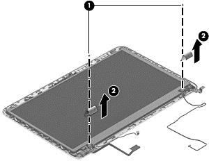 9 screws (1) that secure the display hinge covers to the display enclosure. b.