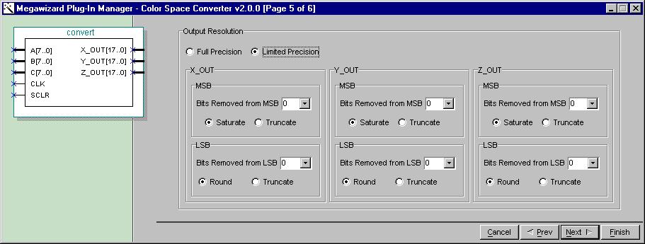 Getting Started Color Space Converter MegaCore Function User Guide Figure 4. Specify the Precision 8.