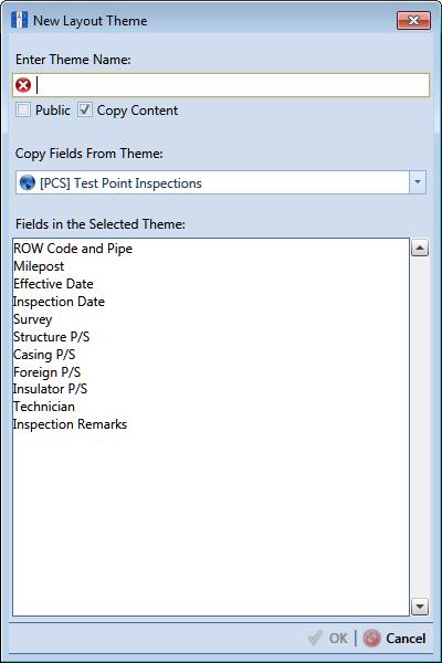 4 Click Add to open the New Layout Theme dialog box (Figure 16-32). Figure 16-32. New Layout Theme 5 Type a name for the layout theme in the field Enter Theme Name. This field is required.