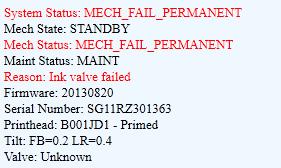SECTION 5 TROUBLESHOOTING Toolbox System Status Messages (Continued) SYSTEM STATUS SOURCE SOLUTION Mechanical error One of the Printer's mechanical components was not properly registered at the