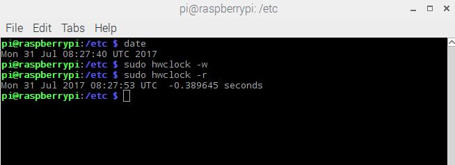 Once this has been done, run: sudo hwclock -w to write the time, followed by: sudo hwclock -r to read the time Once the time is set, make sure the coin cell battery is inserted so that the time is