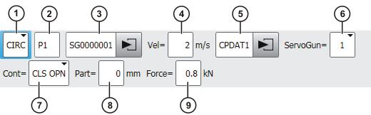 Sequence Program sequence for welding: When approaching points, the robot maintains a certain distance from the workpiece so that the fixed electrode does not scrape against the workpiece.