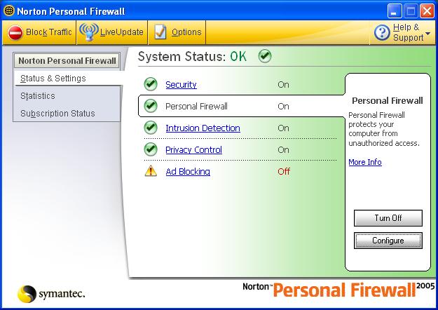 To manually configure Norton Internet Security and Norton Personal Firewall: Step 1: Open Norton Internet Security (a new window will appear) Double-click Personal Firewall, or click once to select