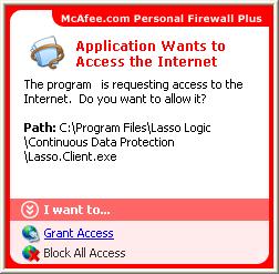 1.2 Configuring Firewalls Most software firewalls detect Lasso CDP during installation and prompt for permission to open the appropriate ports.