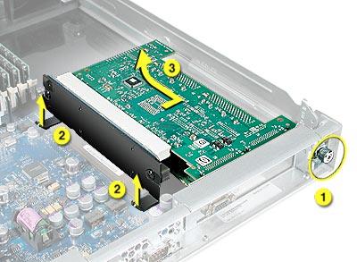 If there are latches on either side of the riser, lift them slightly to release the riser from the logic board. 3.