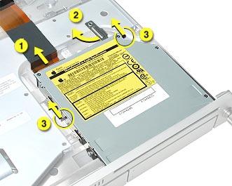 Procedure 1. Disconnect the optical drive cable. 2. Rotate the optical drive clip clockwise to release it. 3.