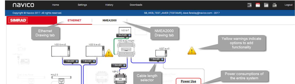 System builder Drawing Page: Ethernet Ethernet page Select SYSTEM tab Ethernet page shows parts that