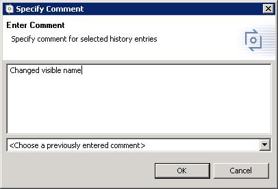 comment. Right-click on a change and choose Set Comment from the context menu.