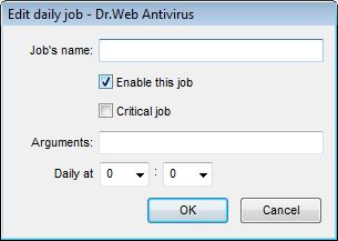 27 Cancel. In all dialog boxes of the Dr.Web Agent, to receive help about the active window, press F1. To learn about the function of any element of the window, right-click it. 3.4.1.2. Daily Job This job type is performed every day at the specified time.