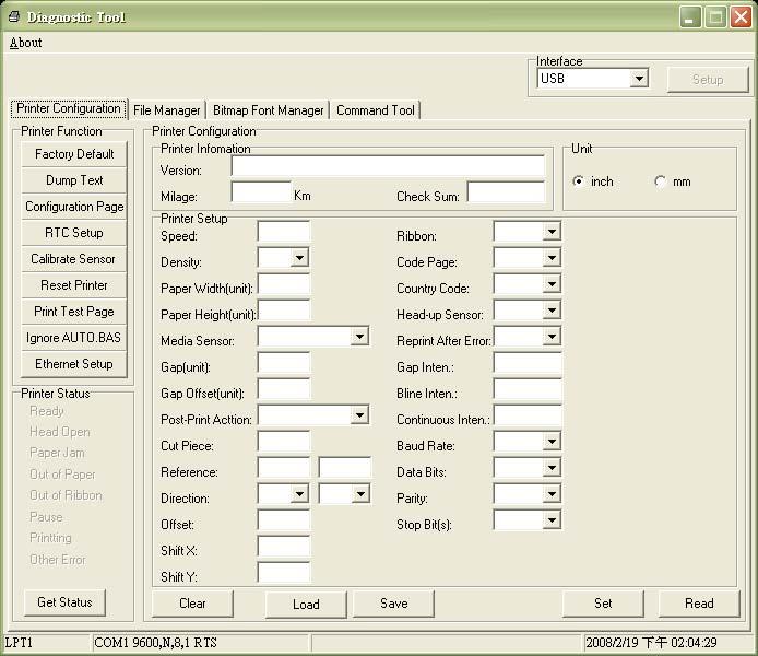 Diagnostic Tool The Diagnostic Utility is a toolbox that allows users to explore the printer's settings and status; change printer settings; download graphics, fonts, and firmware; create printer