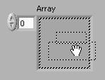 Lesson 5 Relating Data Creating Array Controls and Indicators Create an array control or indicator on the front panel by placing an array shell on the front panel, as shown in the following figure,