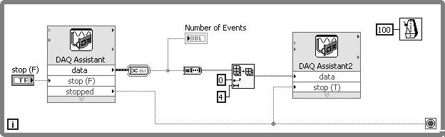 Lesson 8 Acquiring Data Implementation 1. Open Count Events.vi in the C:\Exercises\LabVIEW Basics I\Count Events directory. 2. Save the VI as Digital Count.vi. 3.