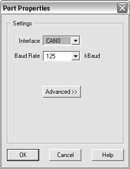 Appendix C CAN: Controller Area Network Select CAN0 and click the Properties button to display the Port Properties dialog box. Figure C-6.