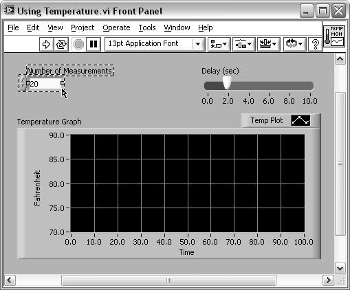 Lesson 2 Navigating LabVIEW Positioning Tool When the mouse cursor is an arrow as shown at left, the Positioning tool is functioning. The Positioning tool selects or resizes objects.