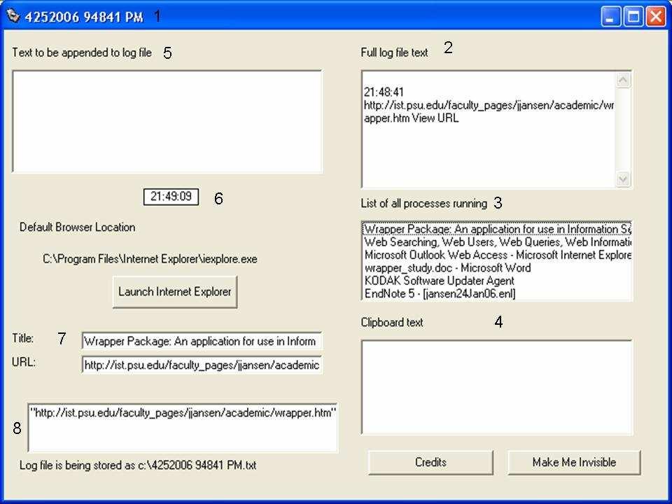Figure 1 Visible Version of the Client-side Module of the Wrapper Internet Explorer Window Messages hook Operating