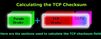 TCP checksum Checksum 16-bit field, Used to detect errors over entire TCP datagram (header +data) + 96-bit pseudoheader conceptually prefixed to header at the