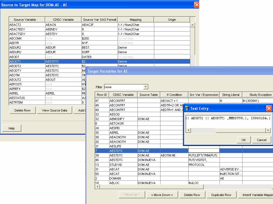 Fig.7 Variable-to-Variable two-page Wizard Out of 19 fields of the Mapping Control table, 6 are fully editable through Mapping Assistant GUI, 3 are menu-driven, and the rest are populated behind the