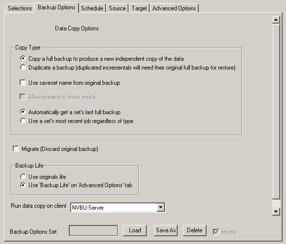 20 Chapter 3 Using Data Copy Plugin Figure 3-2: Backup Options for Data Copy Plugin Copy a Full Backup to Produce a New Independent Copy of the Data This copy type is recommended when you want to