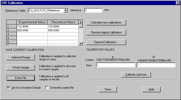 Step 4: Setting the CALIBRATION VALUES as instrument default or simply overwriting the current file. 1. If you check Overwrite current file, the changes are going to be applied to the current file. 2.